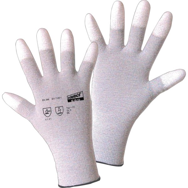 WORKY Handschuh ESD TIP 1170-7 Nylon/Carbon/PU Größe7 1Paar