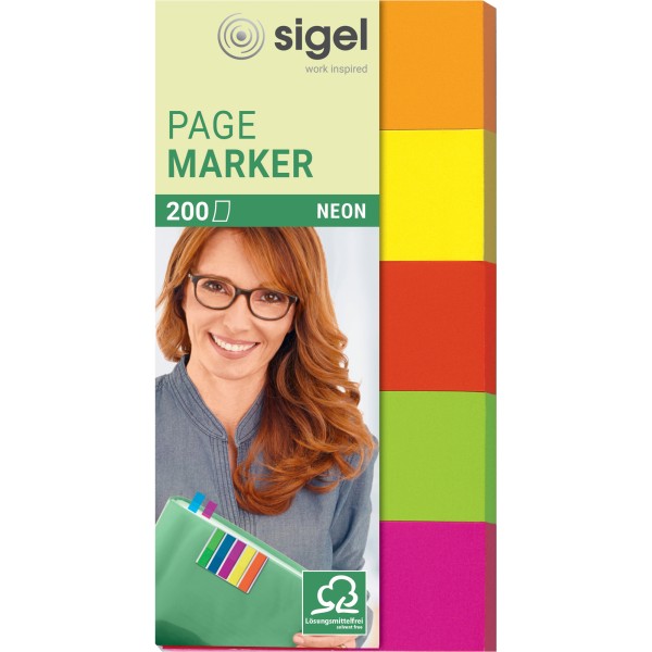 SIGEL Haftmarker Neon HN650 20x50mm farbig sortiert 5 St./Pack