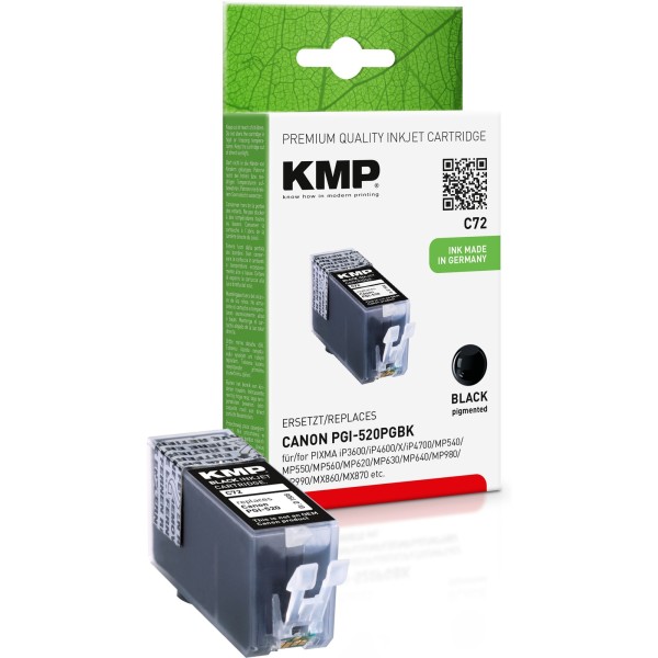 KMP Tintenpatrone C72 1508,0001 wie Canon PGI520BK 19ml schwarz