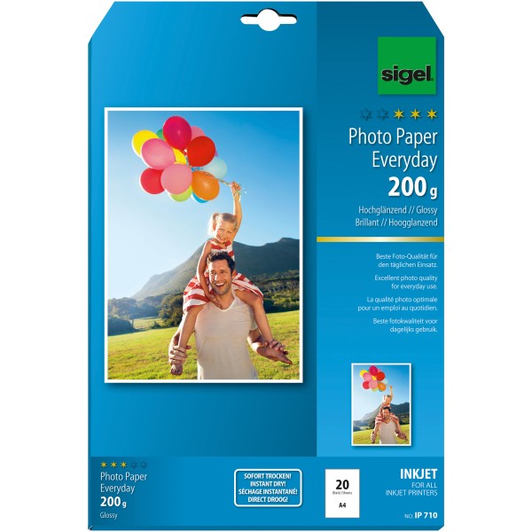 SIGEL Fotopapier Everyday-plus IP710 DIN A4 200g weiß 20 Bl./Pack.