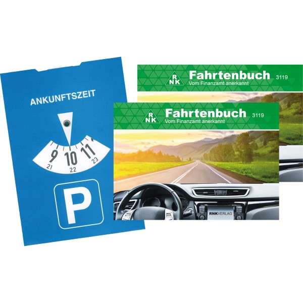 RNK Fahrtenbuch 3119/2 PKW DIN A6 quer 2 St./Pack. +Parkscheibe, Fahrtenbuch, Formulare, Papiere & Blöcke