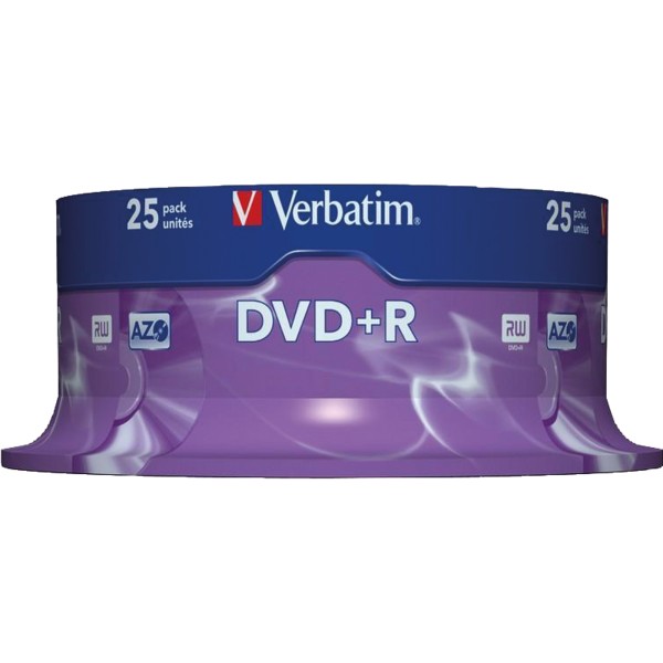 Verbatim DVD+R 43500 16x 4,7GB 120Min. Spindel 25 St./Pack.
