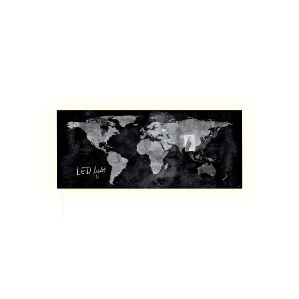 Glas-Magnetboard Artverum LED GL410 1300x550x15mm World Map