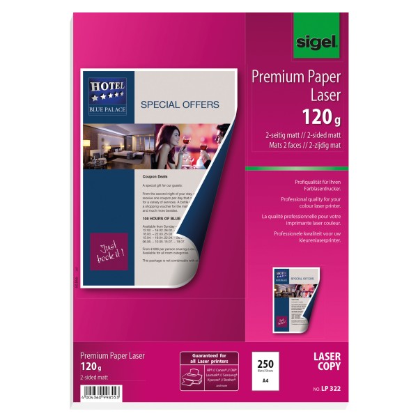SIGEL Kopierpapier Farb Laser LP322 Premium A4 120g 250Bl superweiß