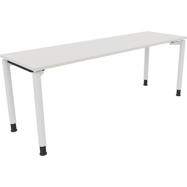 Schreibtisch Vierfuß Rundrohr B2000xT600xH680-820 ws/Weiß