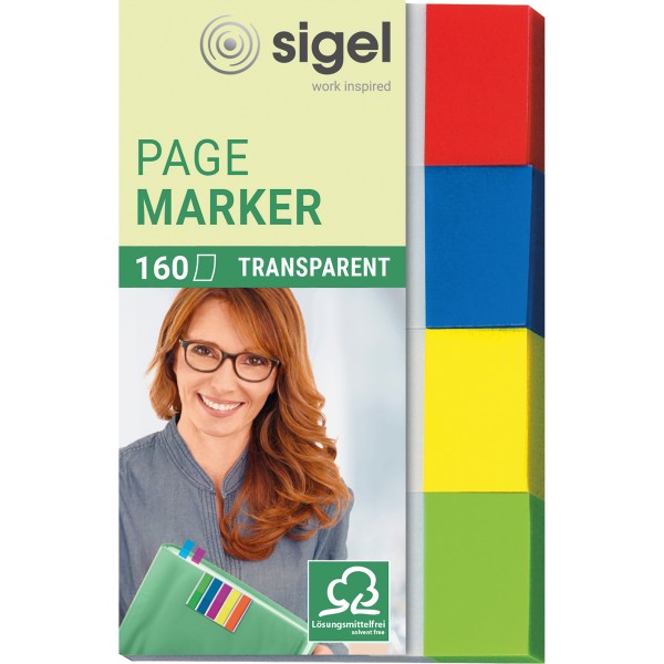 SIGEL Haftmarker Transparent HN670 20x50mm farbig sortiert 4 St./Pack.