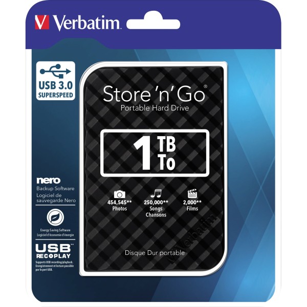 Verbatim Festplatte Store n Go 53194 USB 3.0 1TB schwarz