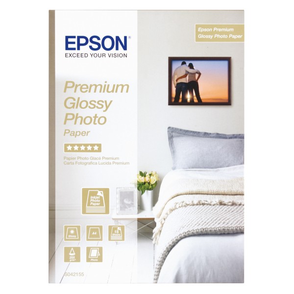 Epson Fotopapier Premium Glossy C13S042155 DIN A4 ws 15 Bl./Pack.