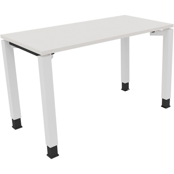 Schreibtisch Vierfuß Quadratrohr B1200xT600xH680-820 ws/Weiß