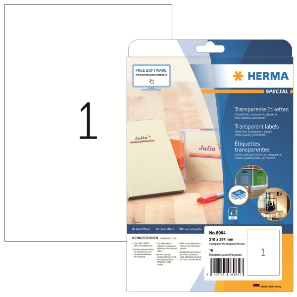 HERMA Etikett 8964 210x297mm Folie weiß 10 St./Pack.