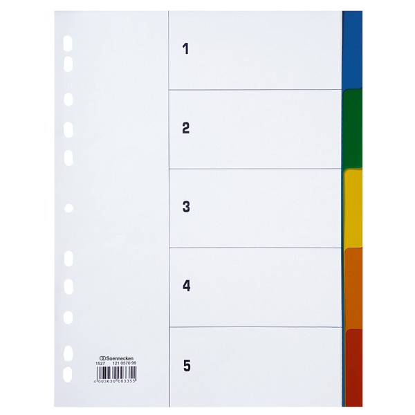 Soennecken Register 1527 DIN A4 blanko volle Höhe 5-teilig farbig