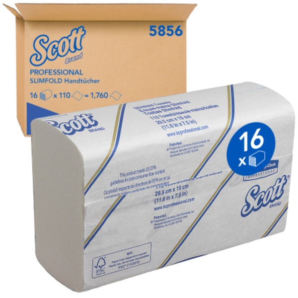 Scott Papierhandtuch Slimfold 5856 1lagig 29,5x19cm ws 1.760 Bl./Pack.