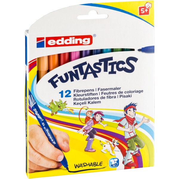 edding Fasermaler FUNTASTICS 4-15-12 sort. 12St.