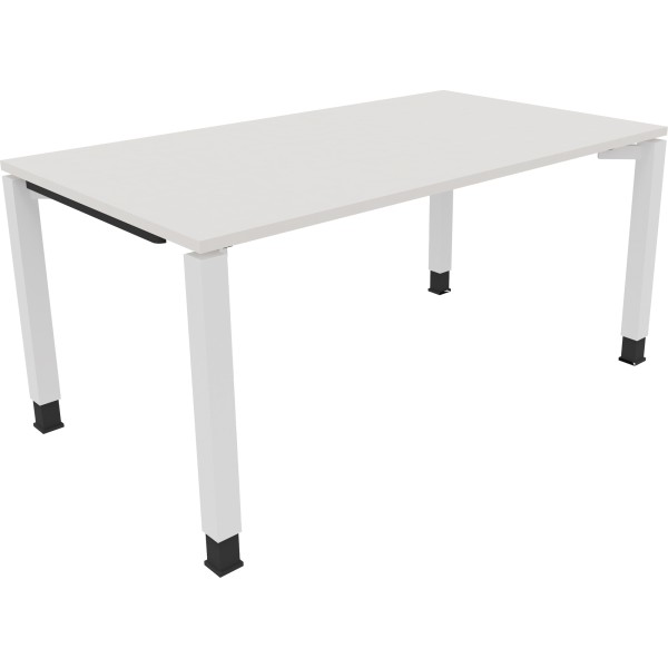 Schreibtisch Vierfuß Quadratrohr B1600xT900xH680-820 ws/Weiß