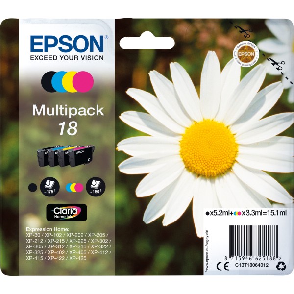 Epson Tintenpatrone C13T18064012 sw/c/m/y 4 St./Pack.