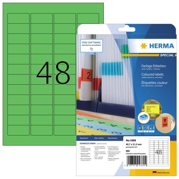 HERMA Etikett Special 4369 45,7x21,2mm grün 960 St./Pack.