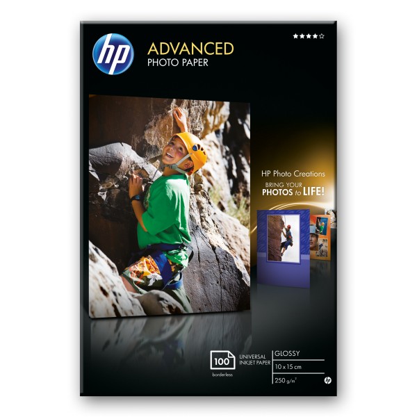 HP Fotopapier Advanced Q8692A 10x15cm 250g 100 Bl./Pack.